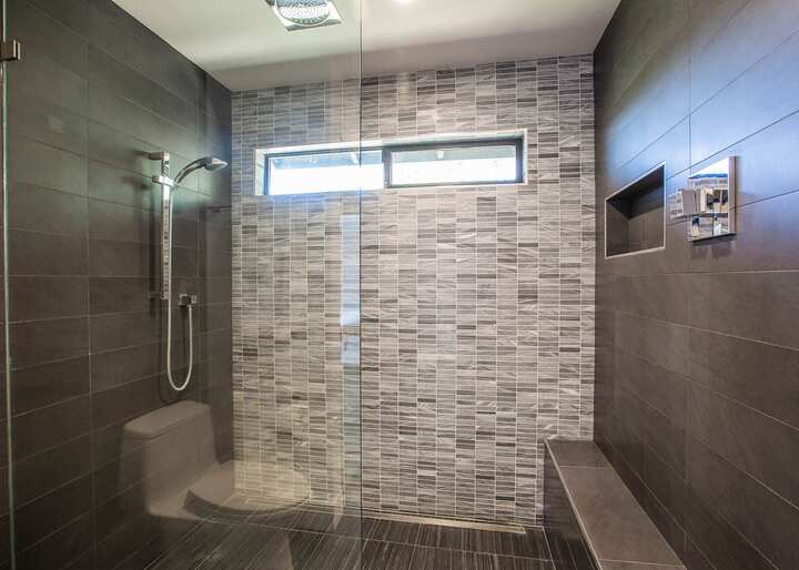 A brand-new walk-in shower installation for a Twin Falls bathroom remodel.